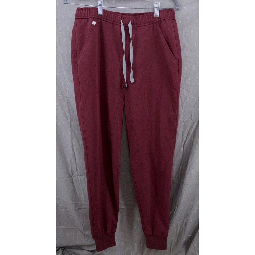 FIGS Tansen Mens Burgundy Jogger Scrub Pants 5 Pockets Small